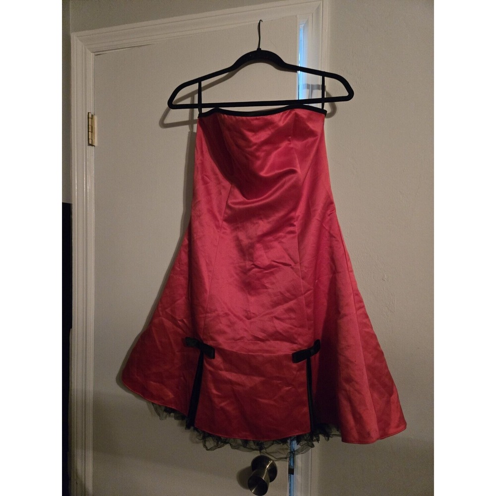 Vintage Jessica McClintock Strapless Dress Party Cocktail Pink Black Size 9/10